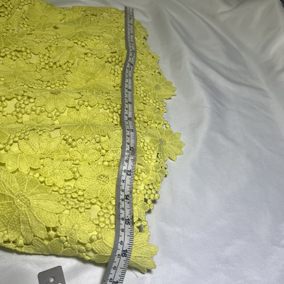 Anthropologie Maeve Tiered Lace Eyelet Dress Chartreuse Yellow Sz 8 Midi Flowy - Picture 14 of 16